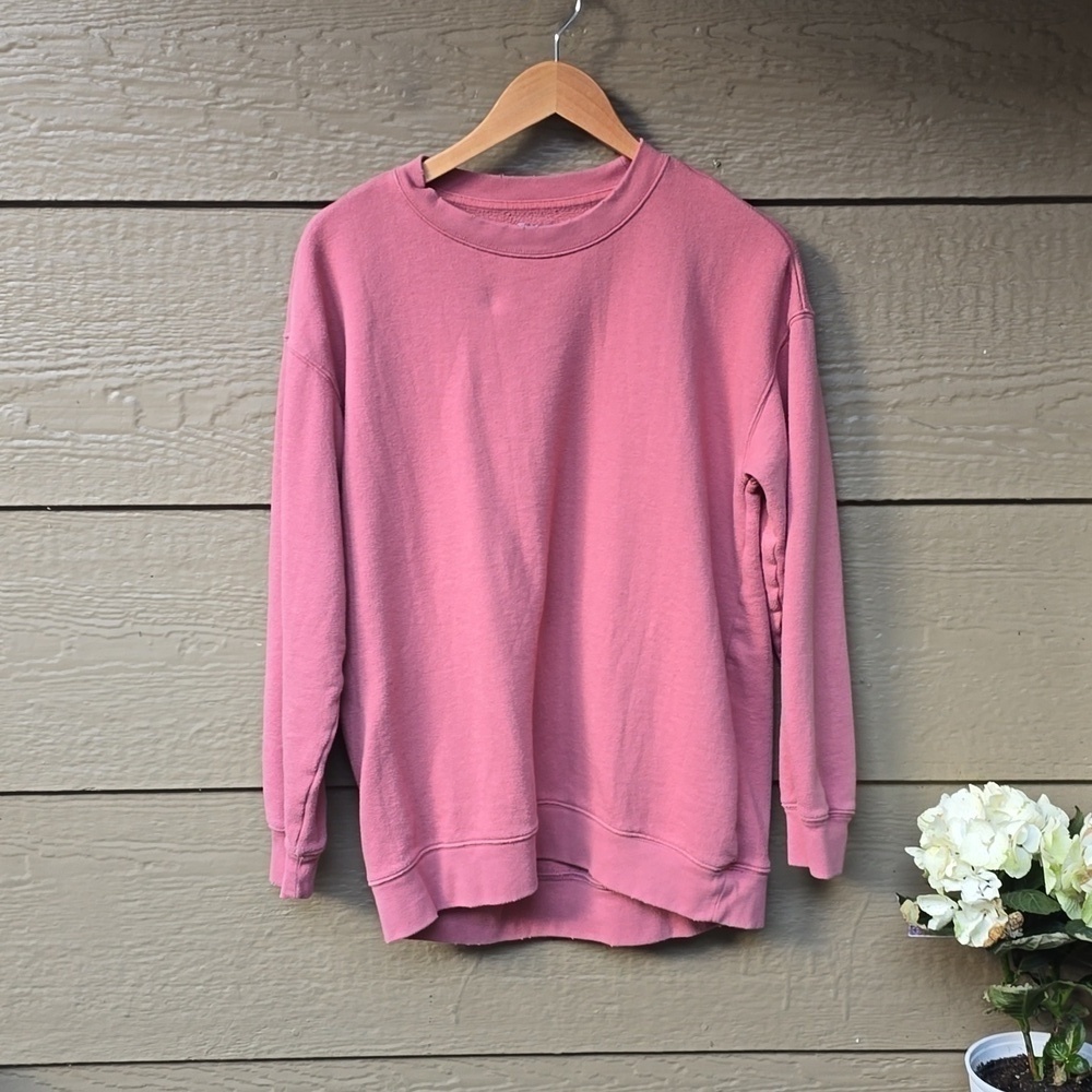 aerie rose pink long sleeve crew neck pullover sweatshirt size s small
